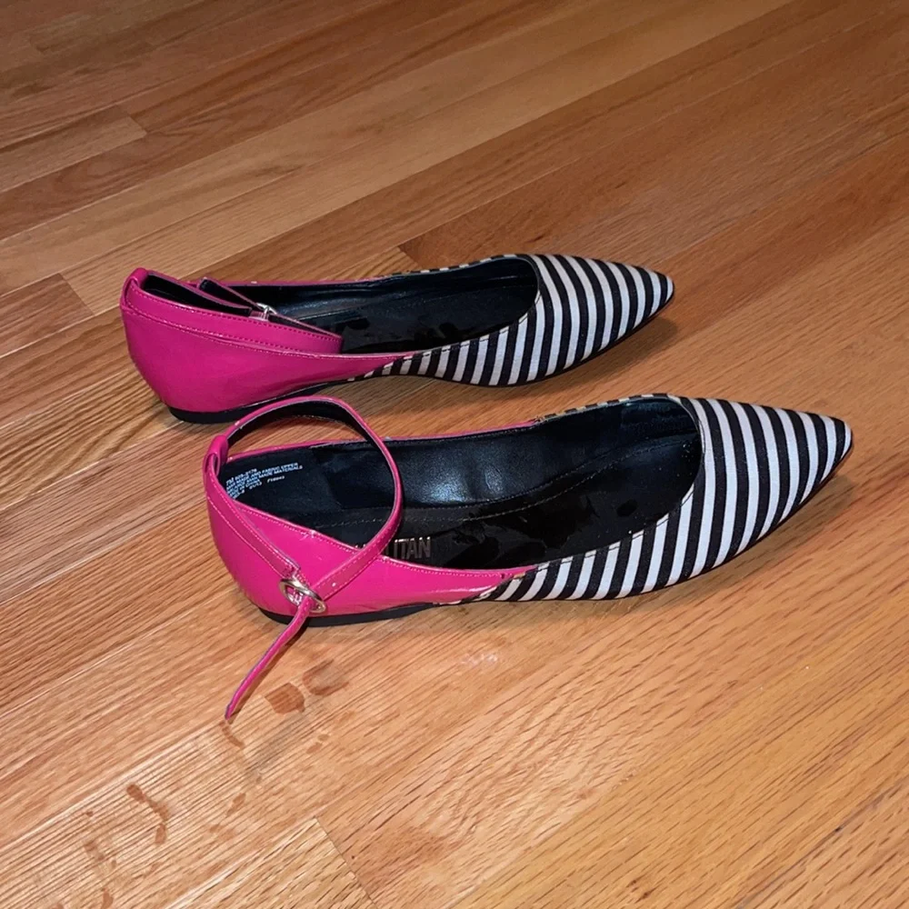 Cosmopolitan NWOT❗️D’orsay Ankle Strap Pointy Toe Shoes Flats with Pink - Picture 4 of 9